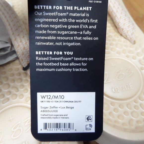 Allbirds Sugar Zeffer Lux Beige Flip Flops Tan Cream Comfort Sandal - Picture 8 of 11